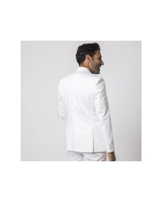 Karl Lagerfeld Weiße baumwoll-satin-blazerjacke in White für Herren