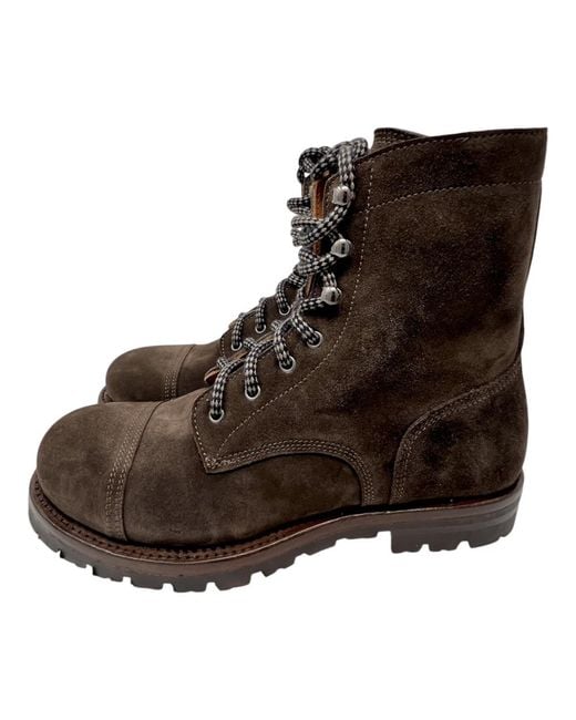 LEMARGO Brown Lace-Up Boots for men
