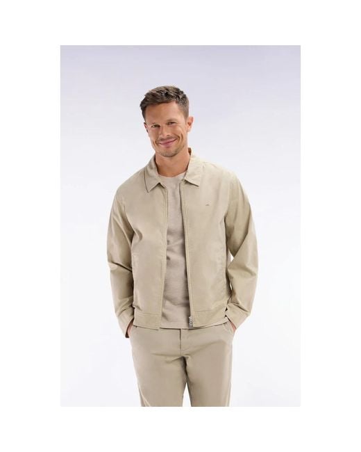 Eden Park Jassen ,Grijs ,Katoen Stretch Katoenen Gabardine Blouson Met Rits in het Natural voor heren