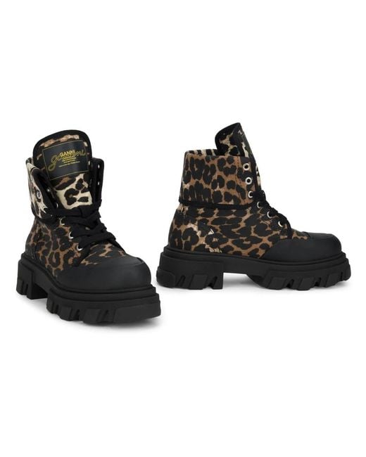 Ganni Black Lace-Up Boots