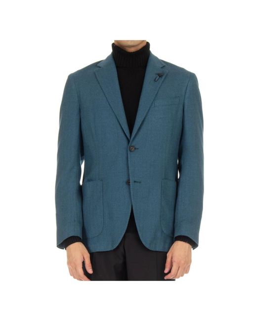 Lardini Jassen ,Blauw ,Wol Gedeconstrueerde Slim Fit Blazer in het Blue voor heren