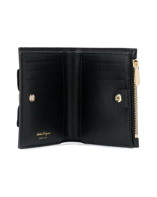 Ferragamo Black Vara Bow Compact Wallet