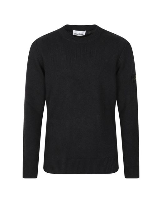 Stone Island Black Round-Neck Knitwear for men