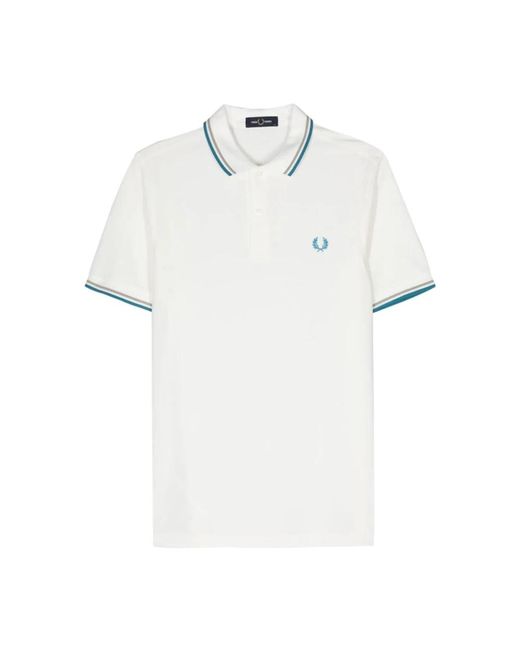 Fred Perry Stilvolles twin tipped hemd,twin tipped hemd,twin tipped shirt light ice grey,twin tipped polo shirt in White für Herren