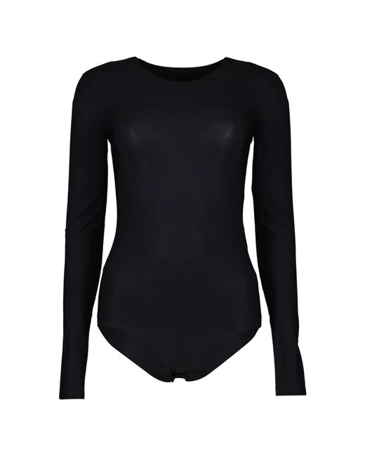 MM6 by Maison Margiela Slanke Lange Mouw Nylon Body in het Black