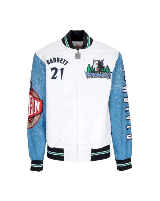 Mitchell & Ness Jassen ,Veelkleurig ,Wol Nba Burst Bomberjack Kevin Garnett in het Blue voor heren