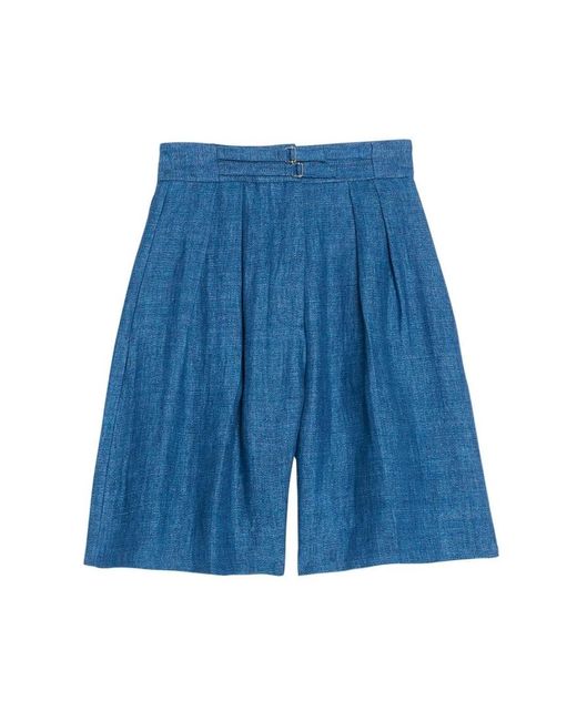 Ines De La Fressange Paris Blue High-waist denim shorts