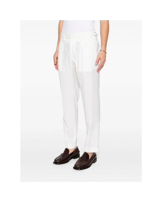 BRIGLIA White Straight Trousers for men