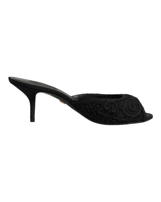 Dolce & Gabbana Black Heeled Mules