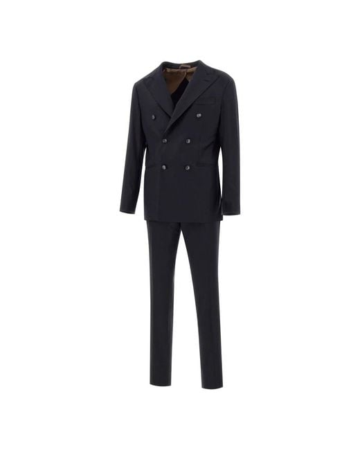 Barba Napoli Black Double Breasted Suits for men