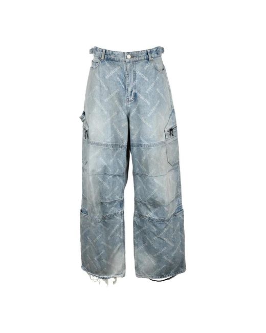 Balenciaga Wide Jeans in het Blue