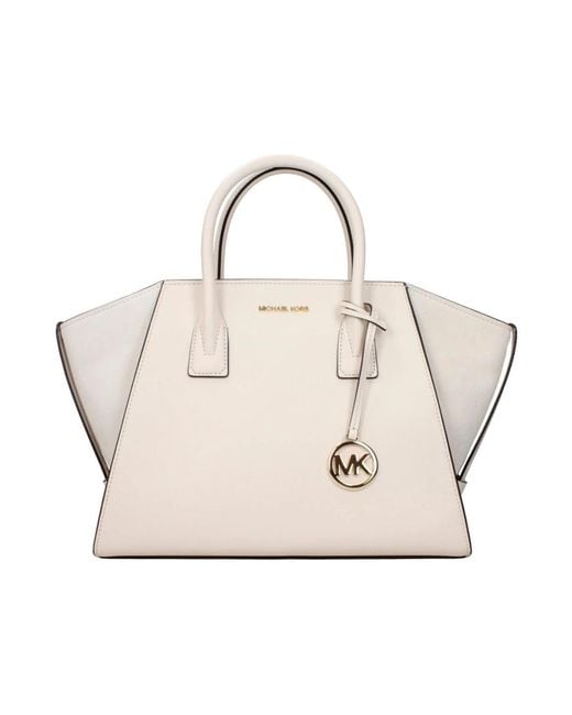 Michael Kors Natural Luxuriöse Lederhandtasche Mit Frontlogo