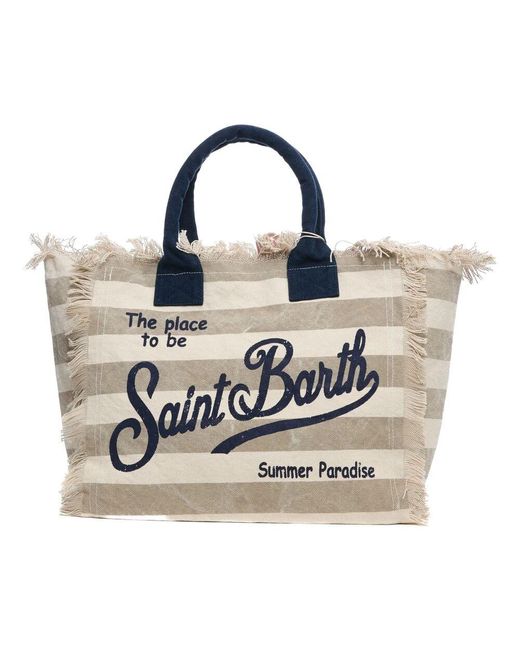 Mc2 Saint Barth Blue Gestreifte Schultertasche