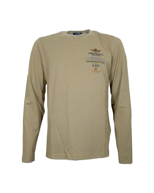 Aeronautica Militare Green Long Sleeve T-Shirts for men