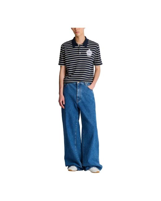 Balmain Tops ,Blauw ,Katoen Striped College Emblem Polo in het Blue voor heren