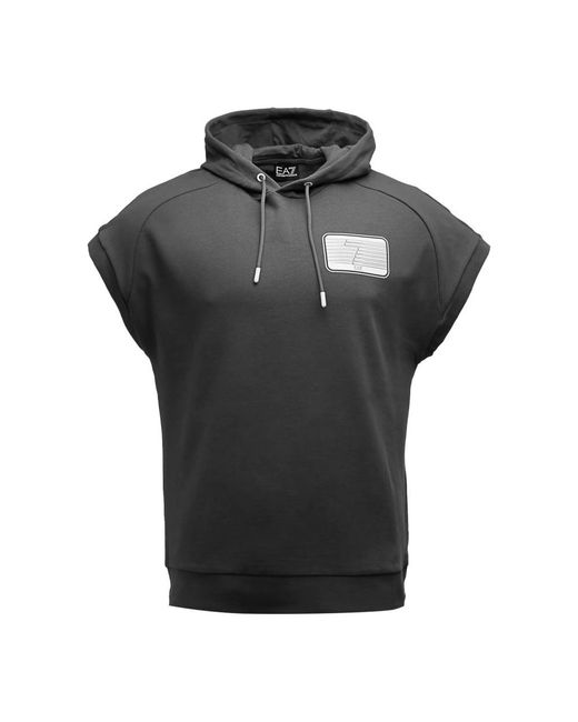 EA7 Hoodies & Sweatvesten ,Grijs ,Katoen Sleeveless Hoodie in het Black voor heren