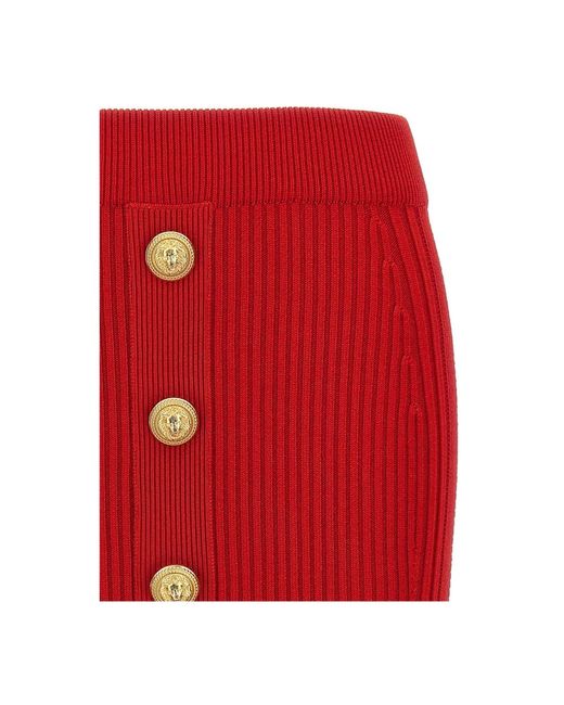 Balmain Red Gerippter knielanger minirock