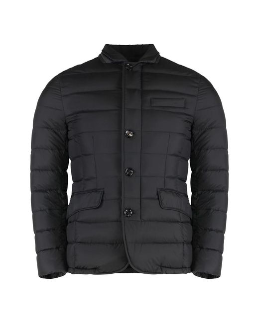 Moorer Daunenjacke Mit Ledereinsätzen in Black für Herren