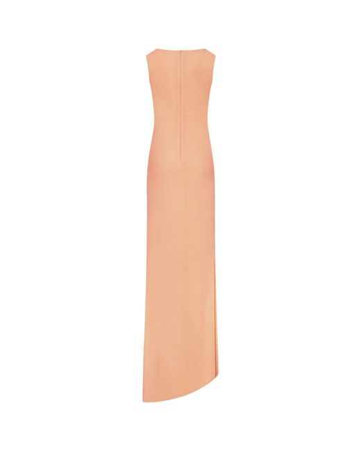 Monot Orange Krepp Ärmelloses Kleid Mit Asymmetrischem Saum