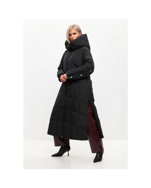 CESARE GASPARI Jassen ,Zwart ,Polyester Oversized Gewatteerde Parka Met Capuchon En Imitatiebont Manchetten in het Black