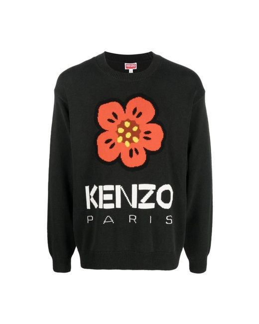KENZO Black Round-Neck Knitwear for men