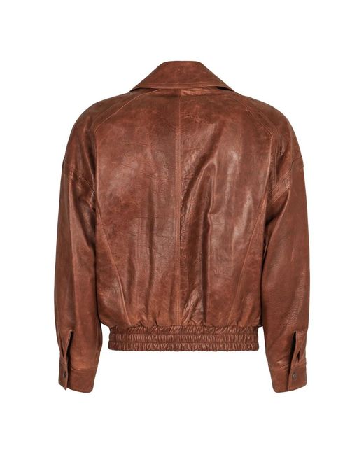 Saint Laurent Lammleder Bomberjacke Mit Taschen in Brown für Herren
