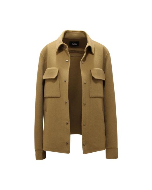 Alpha Studio Wollmantel Hemdjacke Im Lichene-Stil in Green für Herren