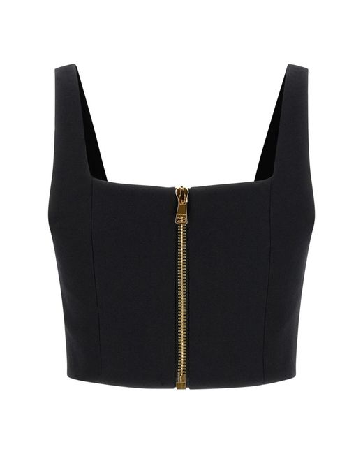 Balmain Cropped Wollen Top in het Black