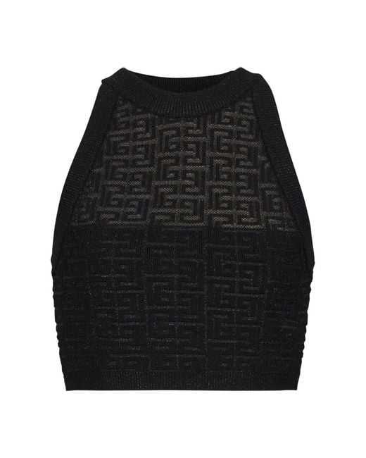 Balmain Sleeveless Tops in het Black