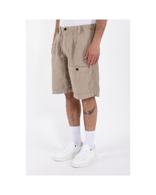 C P Company Leinen-Cargoshorts Mit Elastischem Bund in Natural für Herren