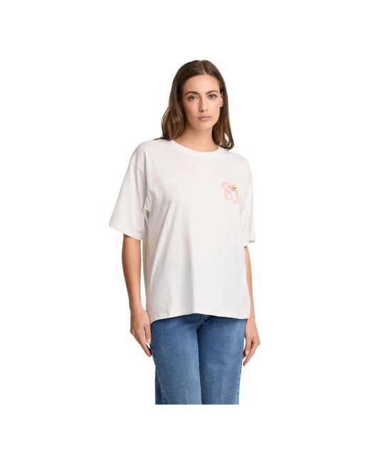 Kocca Tops ,Wit ,Katoen T-Shirt Met Kleurrijk Borduursel in het White