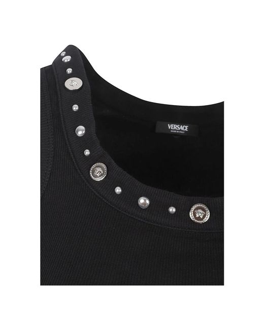 Versace Black Sleeveless Tops