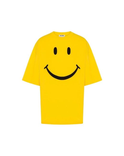 Moschino Cotton Jersey T-Shirt Smiley in het Yellow