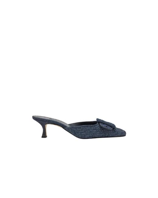 Manolo Blahnik Blue Heeled Mules