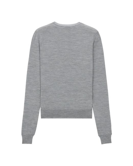 Saint Laurent Gray Round-Neck Knitwear