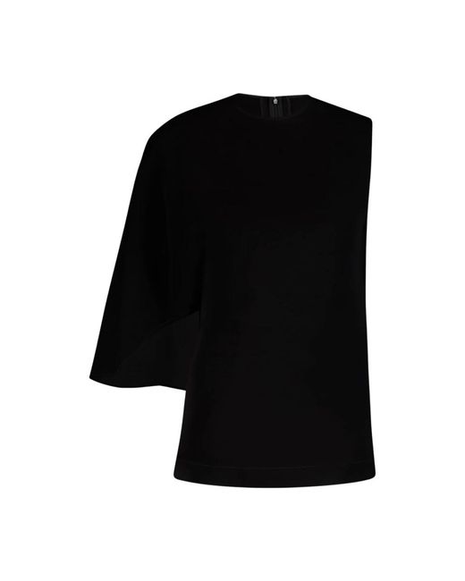 Stella McCartney Overhemden ,Zwart ,Elegante One-Shoulder Zwarte Top in het Black