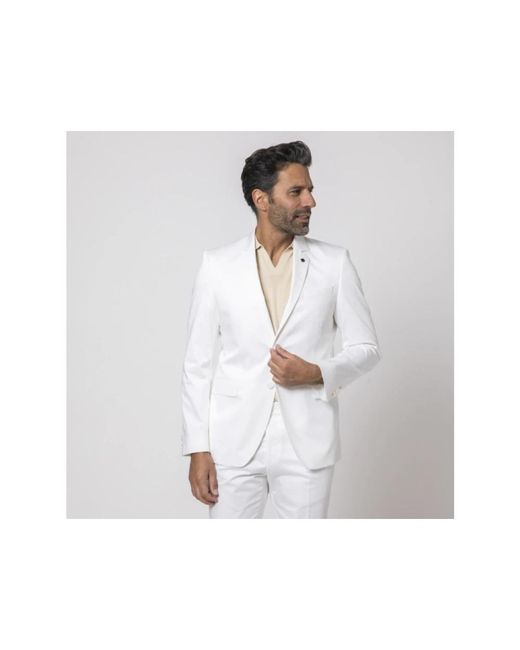 Karl Lagerfeld Weiße baumwoll-satin-blazerjacke in White für Herren