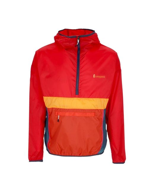 COTOPAXI Jassen ,Rood ,Polyester Half-Zip Windbreaker Met Capuchon in het Red voor heren
