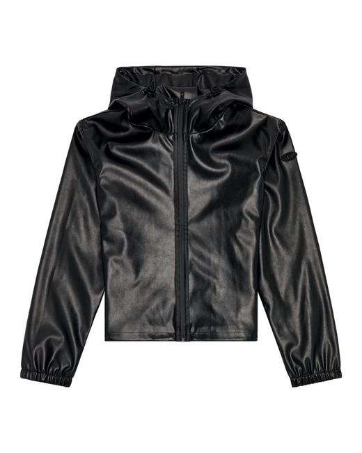 DIESEL Black Jacke mit kapuze aus beschichtetem stoff
