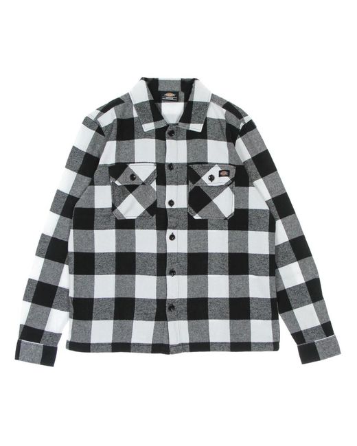 Dickies Overhemden ,Zwart ,Katoen Zwarte Flanellen Overhemd Lange Mouwen Vrouwen in het Gray