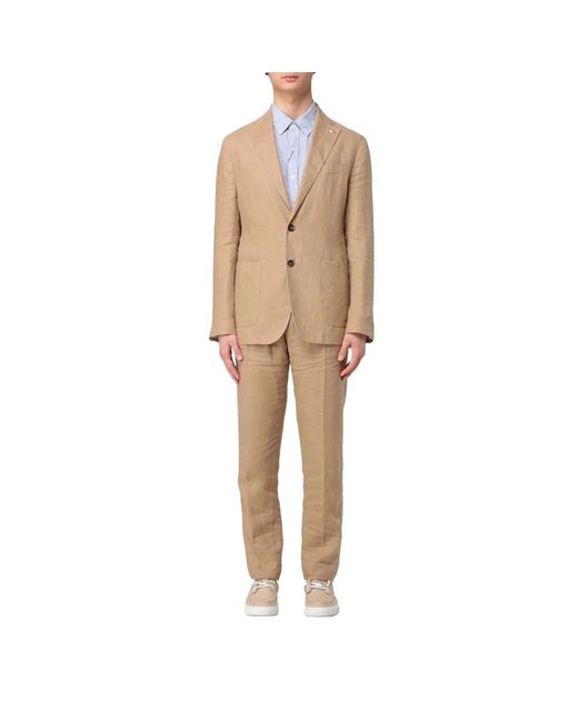 Manuel Ritz Leinenanzug Monopetto Klassisch Slim Fit in Natural für Herren