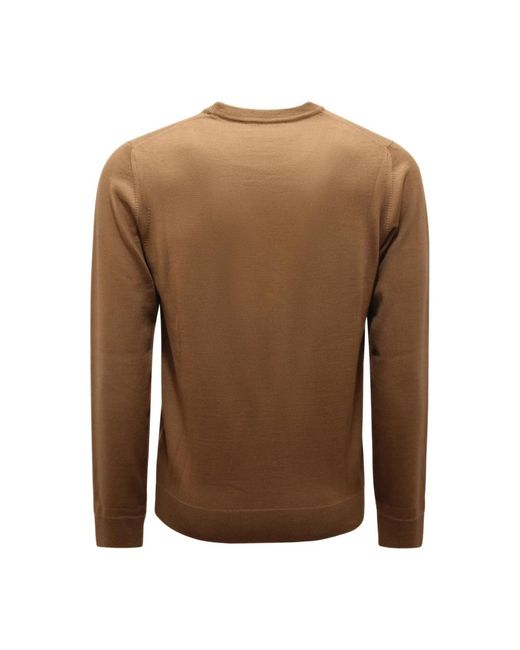 Alpha Studio Merinowollpullover Slim Basic in Brown für Herren