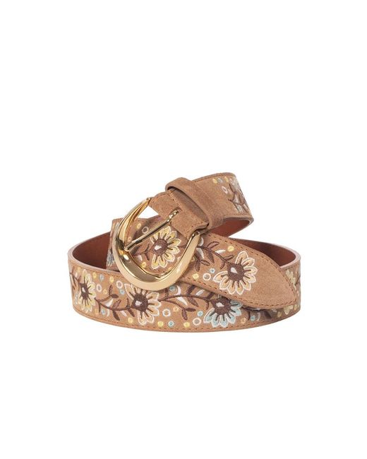 Orciani Brown Cintura Basic Round Peach Flower