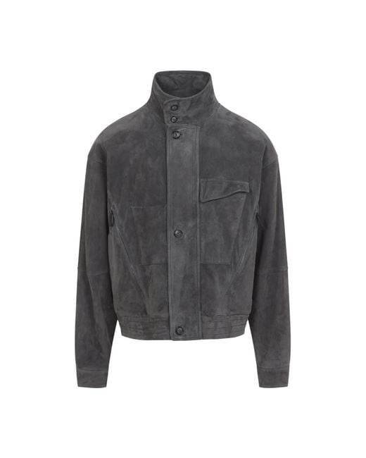 Giorgio Armani Gray Leather Jackets for men