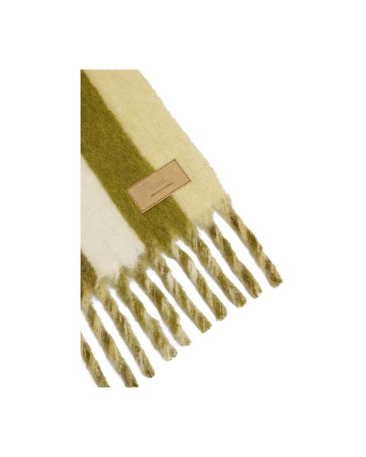 AMI Green Gestreifter Fransenschal Mit Logopatch