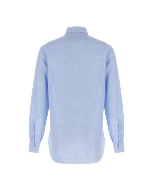 Barba Napoli Blue Formal Shirts for men