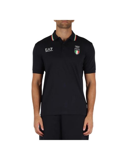 Polo cotone e modal italia team giochi olimpici di EA7 in Black da Uomo