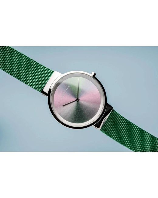 Bering Green Jubiläum grün milanese armbanduhr