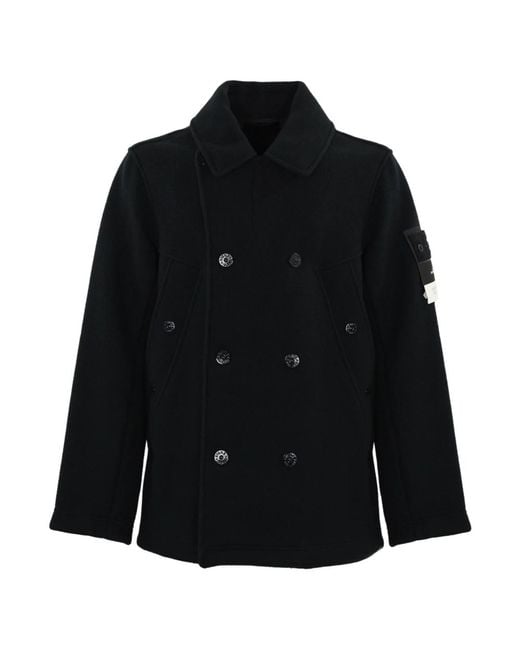 Stone Island Black Double-Breasted Coats for men