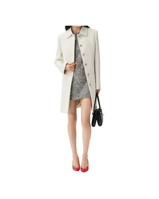 Single-Breasted Coats Versace de color White